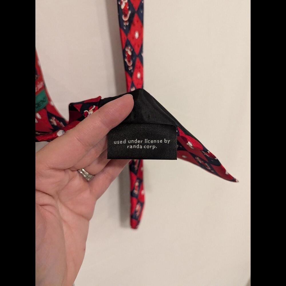 Santa Golf Christmas Tie/American Greetings/Checkered/Holiday/Silk - Picture 6 of 7